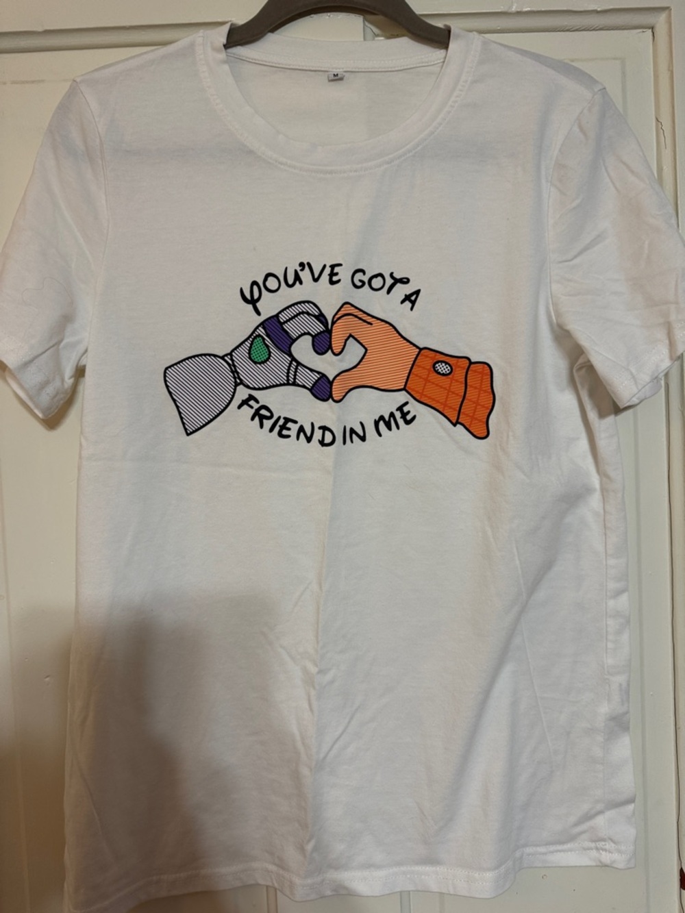 Disney White Short Sleeve Tee with Colorful Hand Graphic